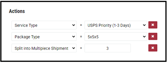 XPS Ship Automation Rule Split into Multiple Shipments action