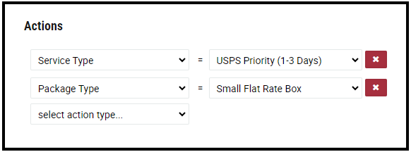 XPS Ship Automation Rule Select Service action