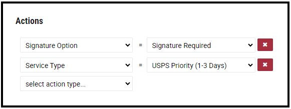 XPS Ship Automation Rule Signature Option Based on Value or Location action