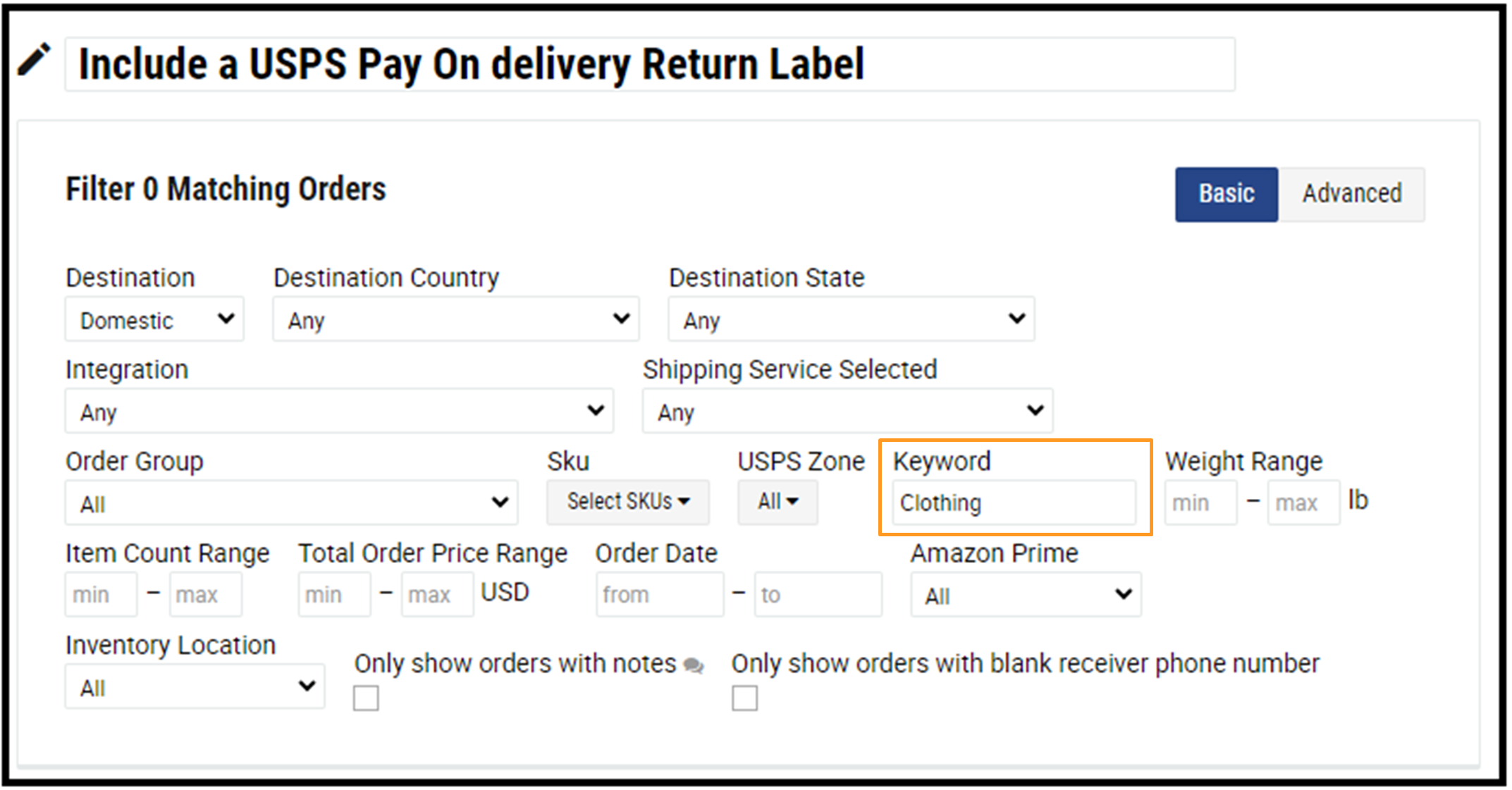 XPS Ship Automation Rule Include Return Label