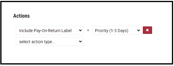XPS Ship Automation Rule Include Return Label action