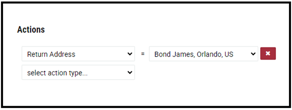 XPS Ship Automation Rule Set Return Address action